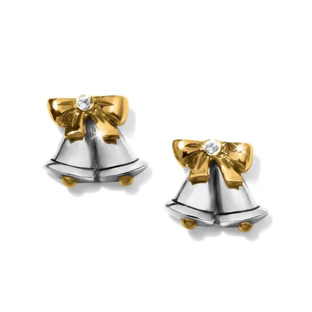 NWT Brighton Silver Bells Mini Post Gold and Silver Crystal Earrings